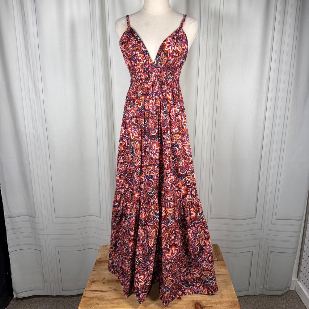 dressJason Wu Multicolor Floral Tiered Cutout Maxi Dress Size M